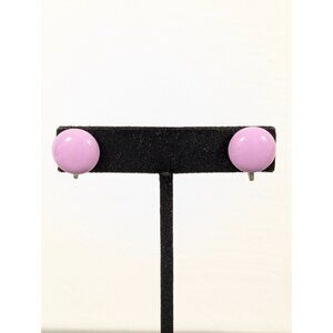 Vintage Japan‎ Lilac Purple Lucite Round Dome Screw Back Clip Earrings